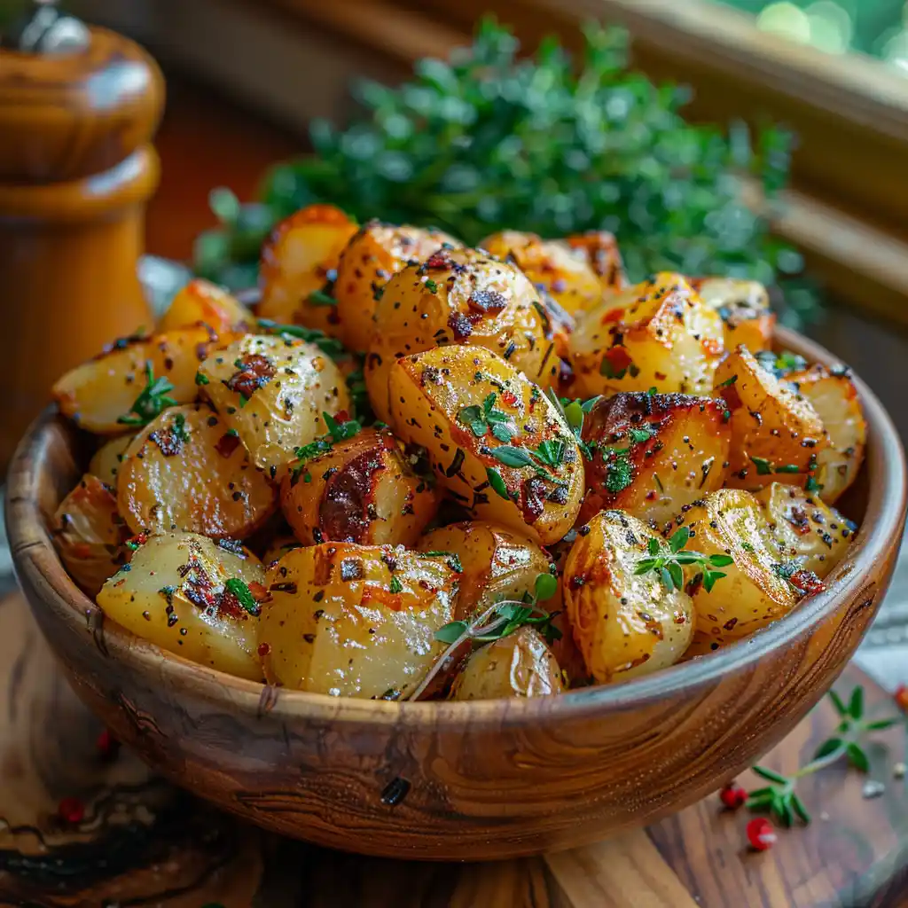 Golden Parmentier potatoes in a rustic French kitchen