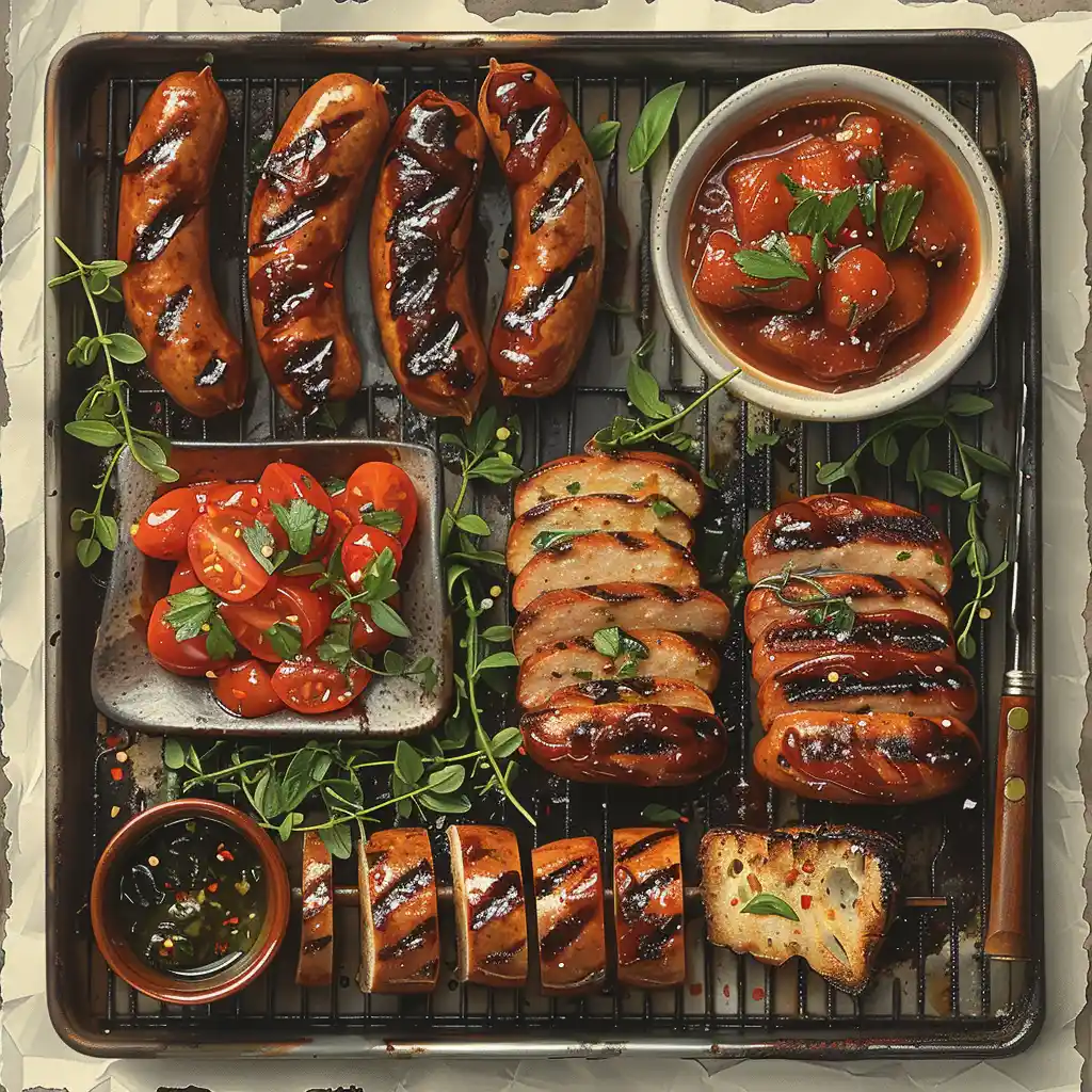 Steps to prepare curry sausage with grilled sausages and curry sauce.